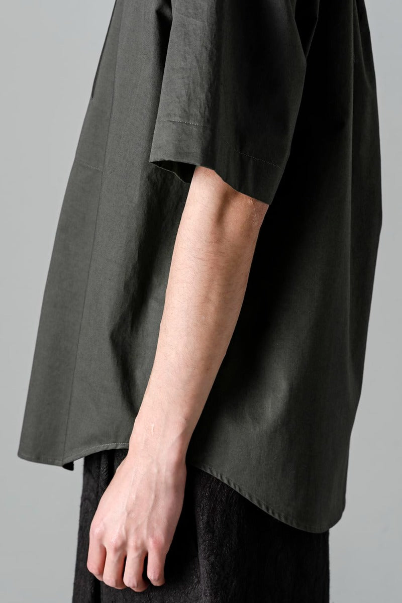 Fly Front Short-Sleeved Shirt Olive Charcoal