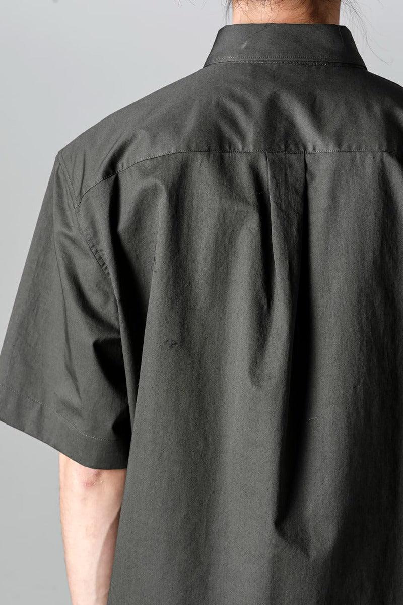 Fly Front Short-Sleeved Shirt Olive Charcoal