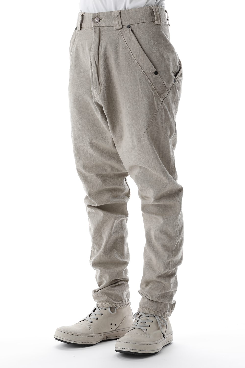 Drop clotch pants 8oz denim vintage wash