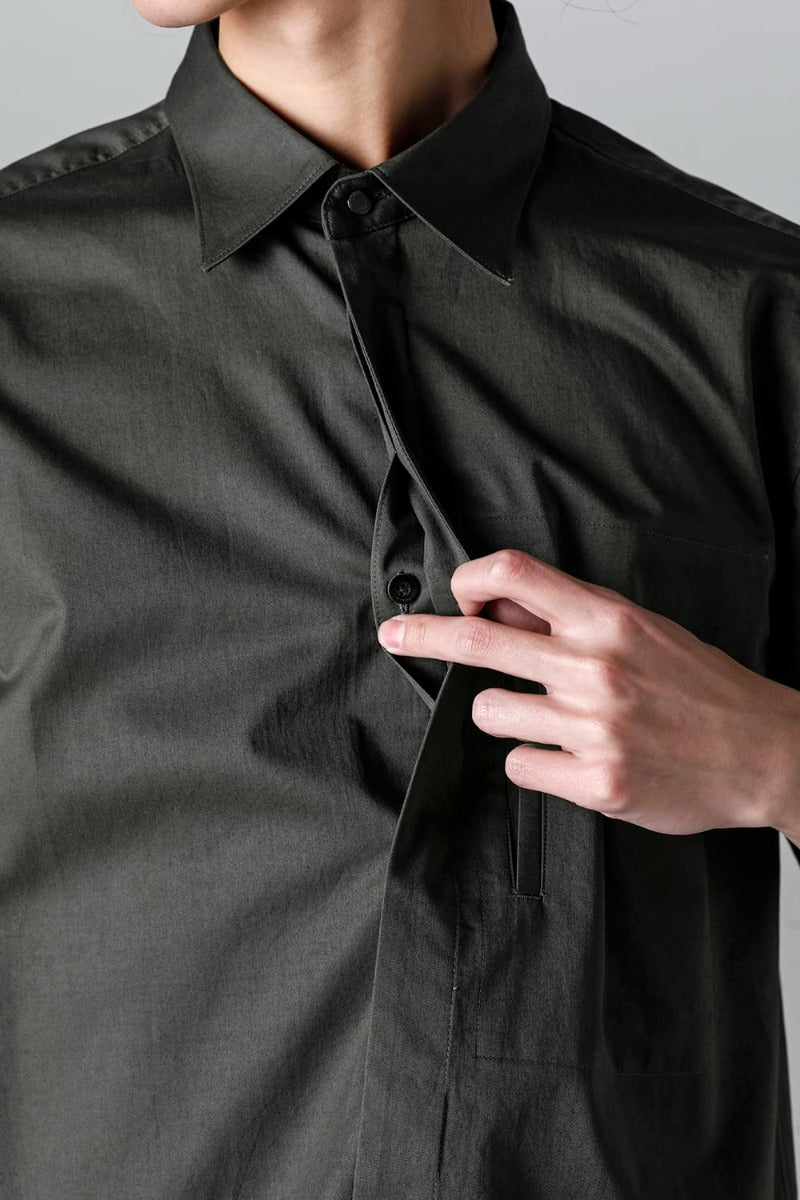 Fly Front Short-Sleeved Shirt Olive Charcoal