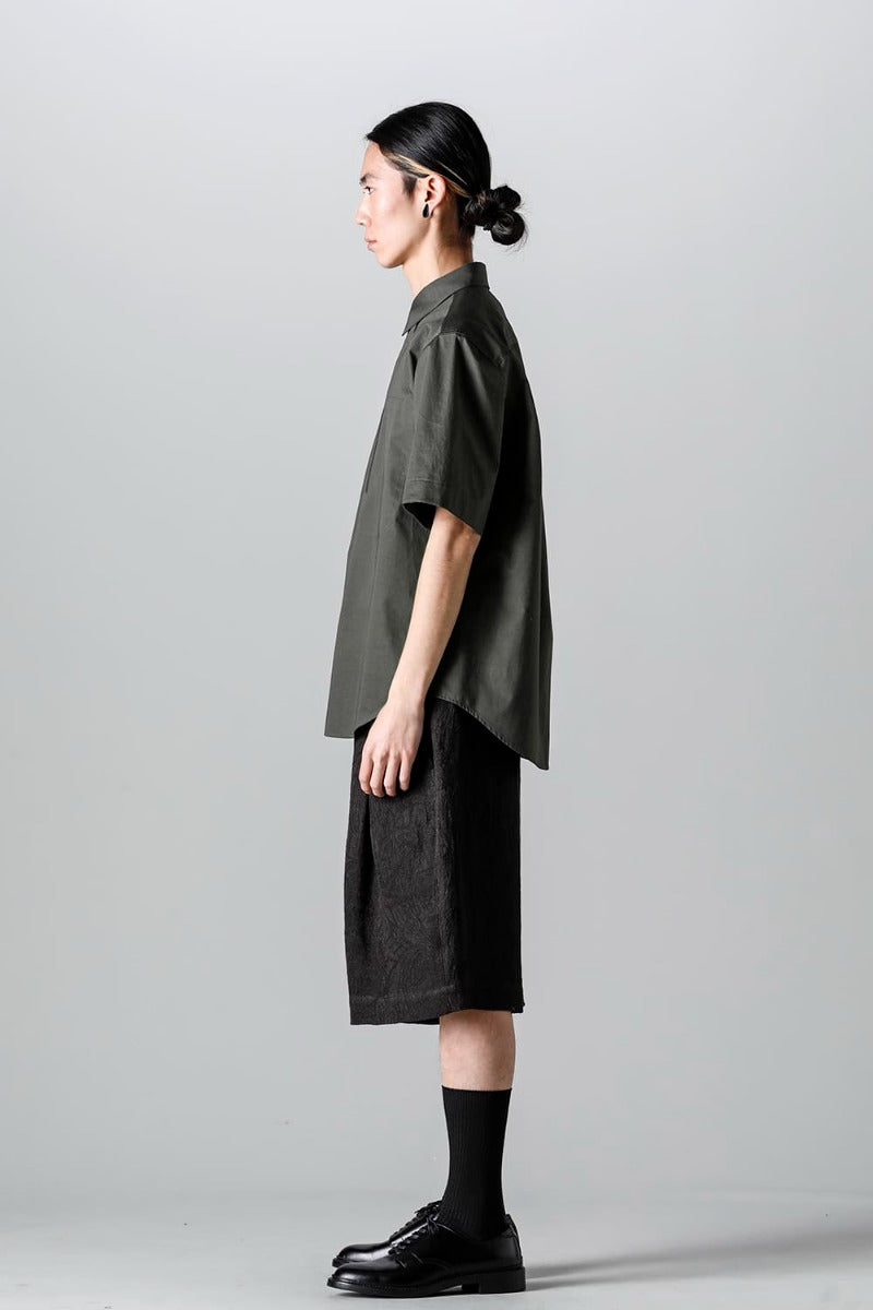 Fly Front Short-Sleeved Shirt Olive Charcoal