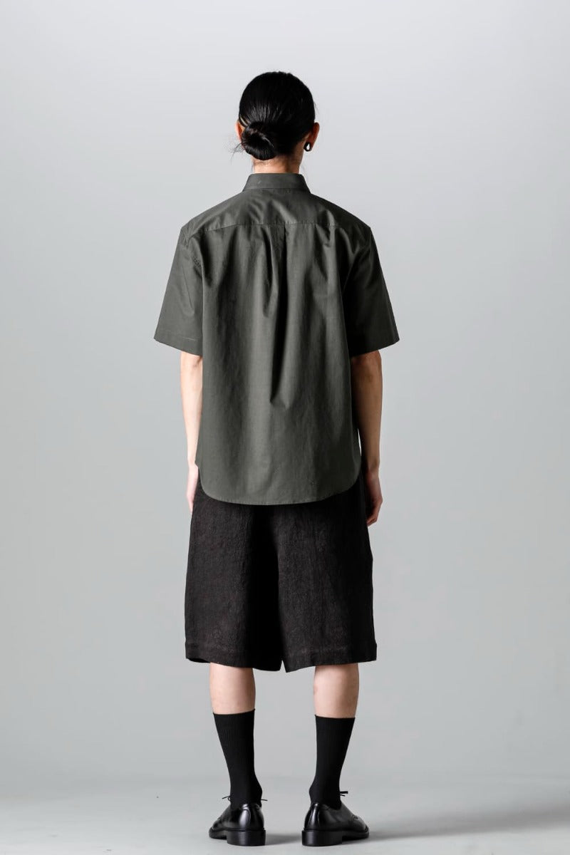 Fly Front Short-Sleeved Shirt Olive Charcoal