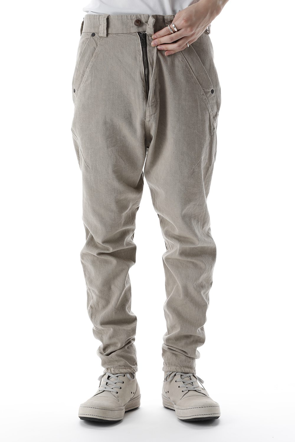 Drop clotch pants 8oz denim vintage wash