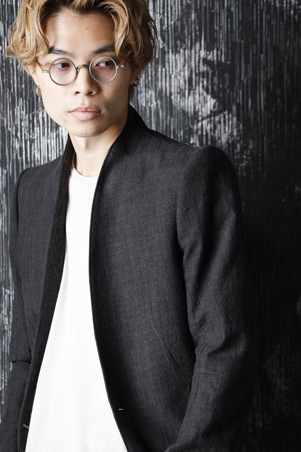 No Lapel Tailored Jacket Black