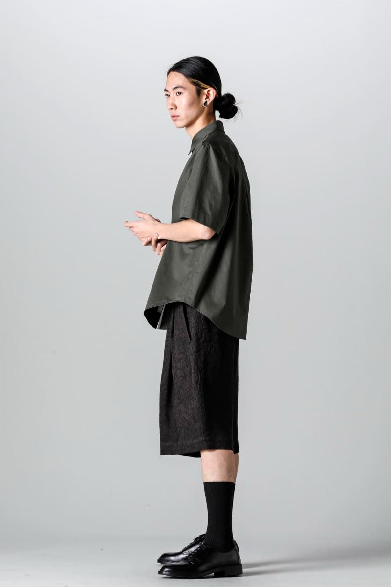 Fly Front Short-Sleeved Shirt Olive Charcoal