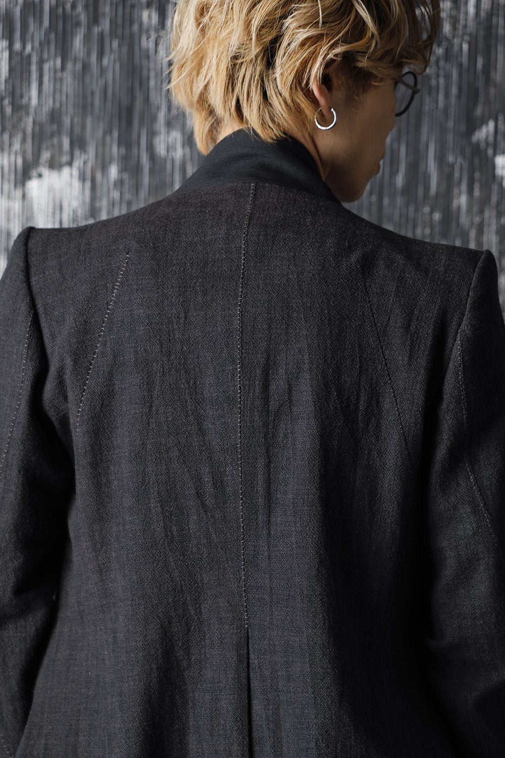 No Lapel Tailored Jacket Black