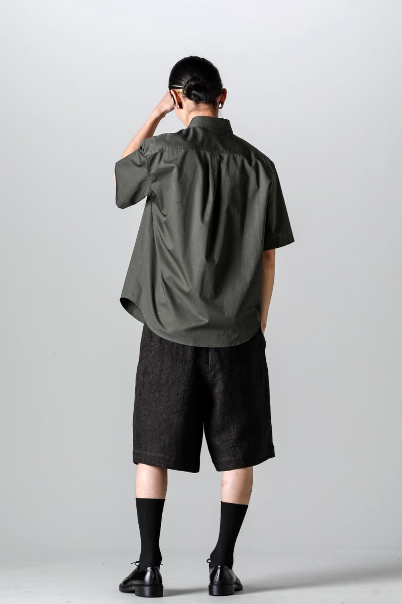 Fly Front Short-Sleeved Shirt Olive Charcoal