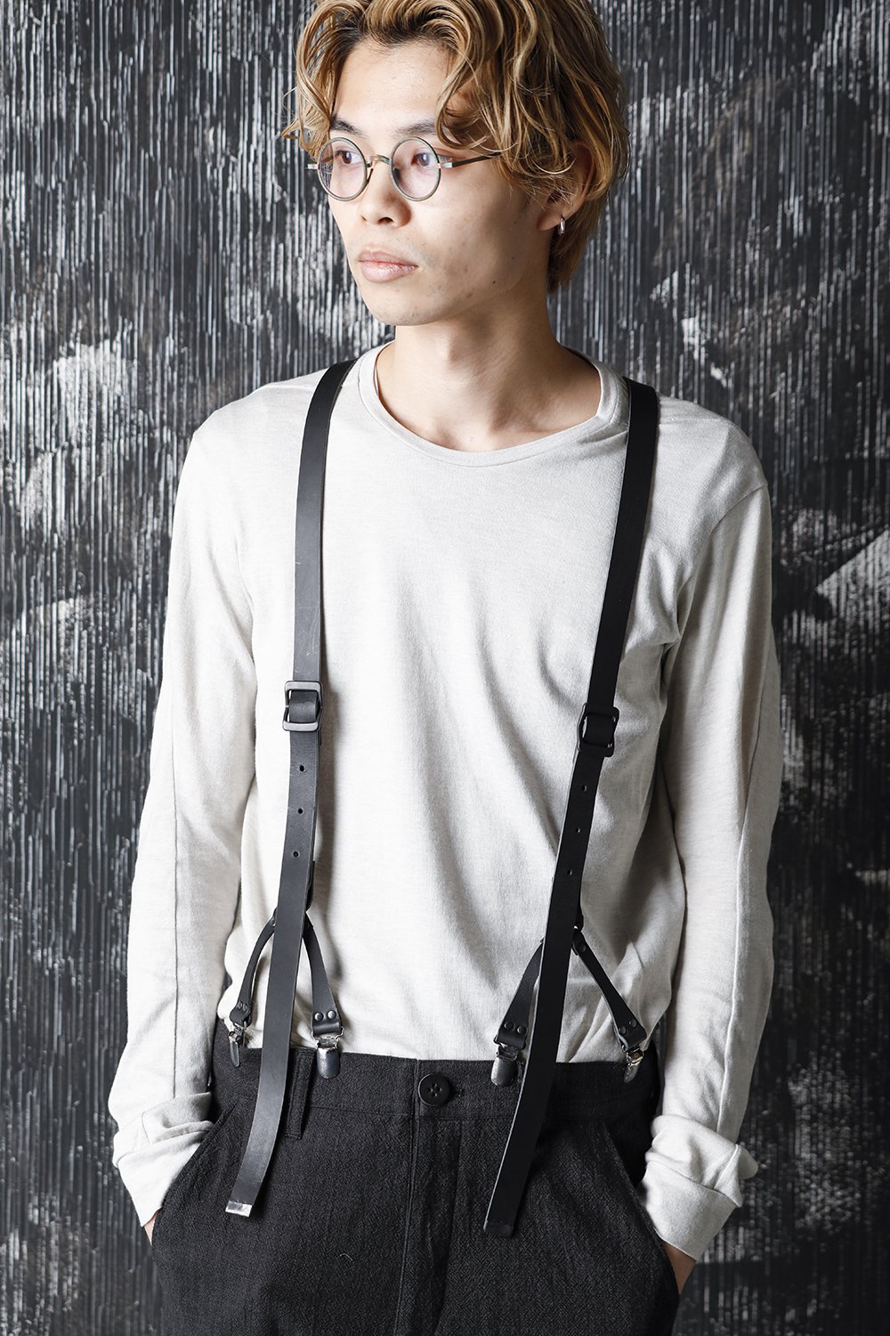 Leather narrow suspenders