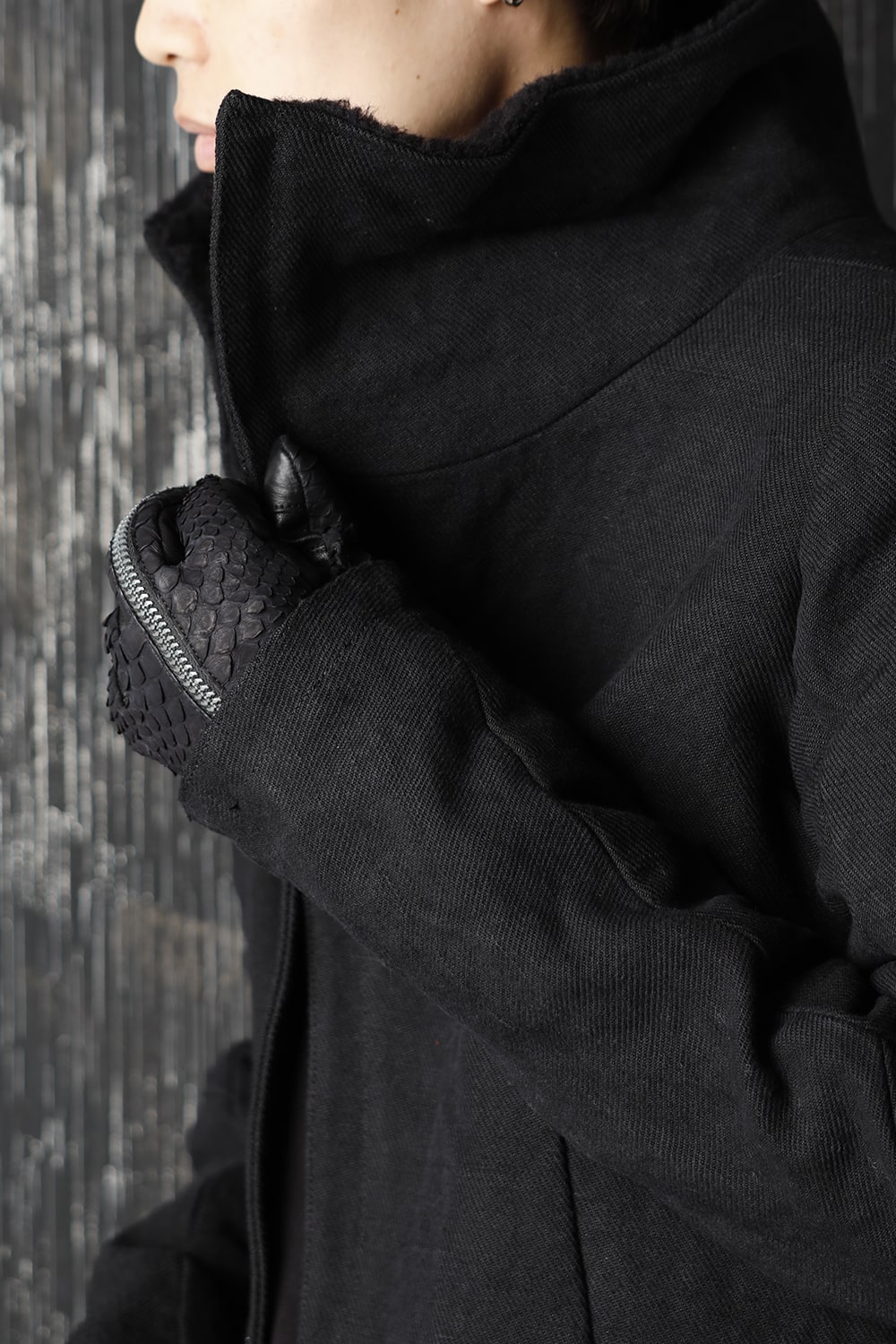 Python×Horse leather Zip gloves