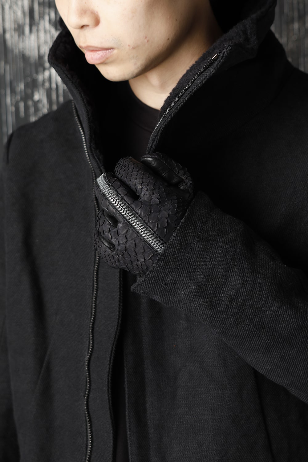 Python×Horse leather Zip gloves