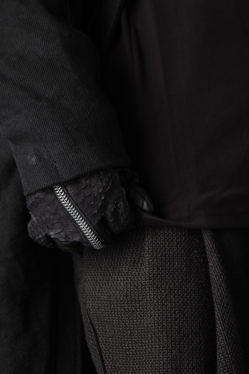 Python×Horse leather Zip gloves