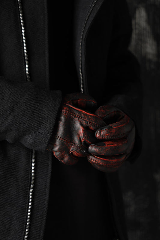 Dusty leaf Horse leather Over lock gloves Red