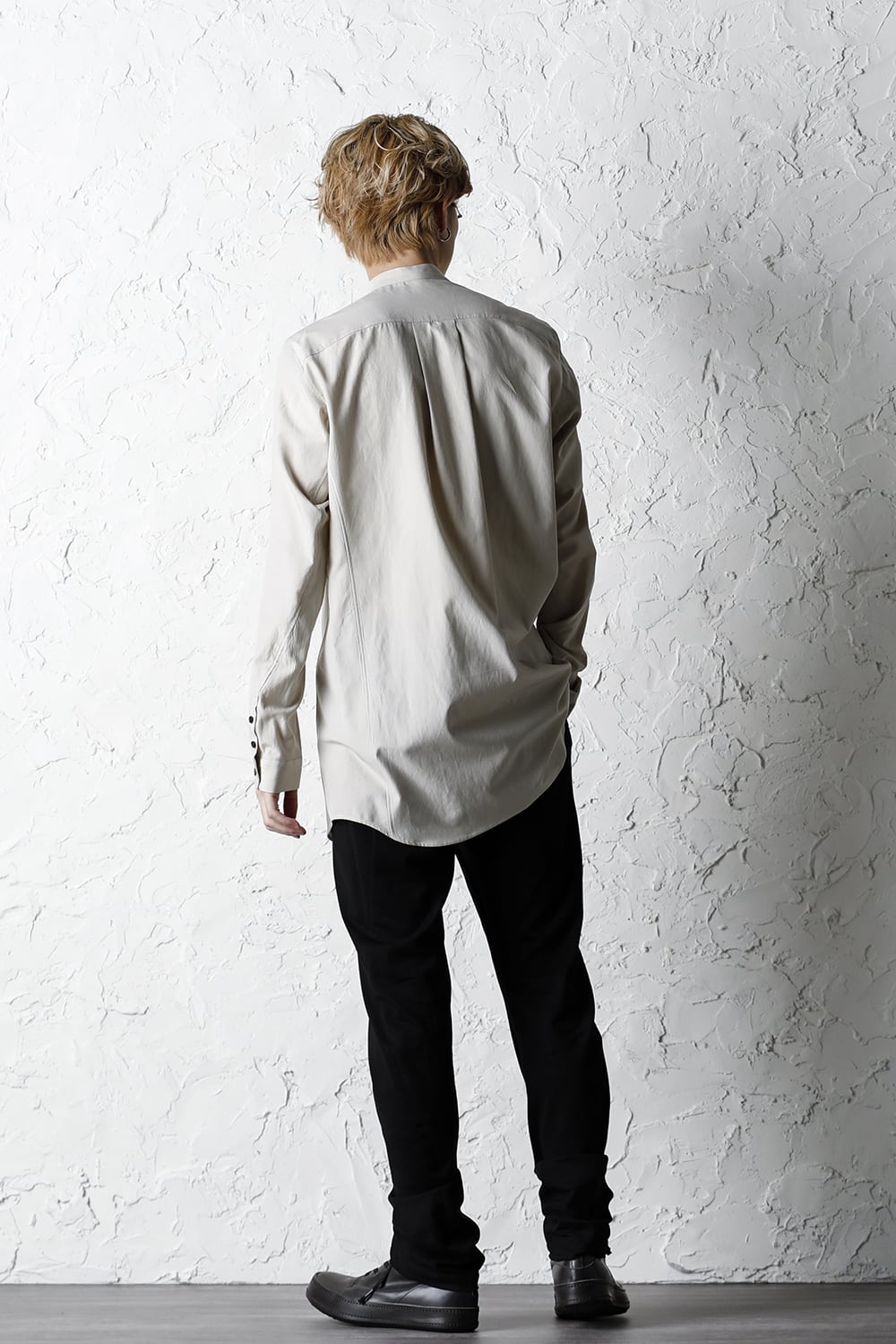 Shirt silk/cotton broad sandblast finish Light Beige