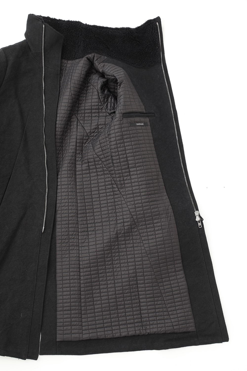 Jute Cotton Military twill High neck coat Black