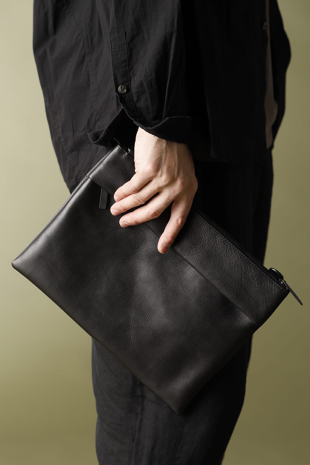 Leather shoulder bag 'grande poche' sacoche