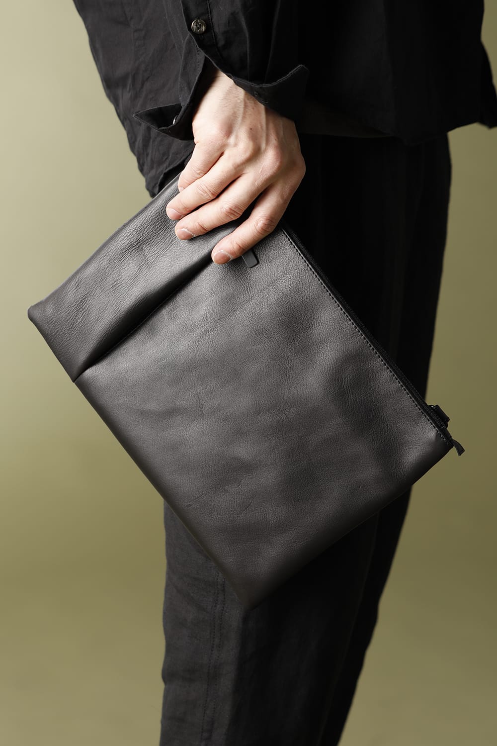 Leather shoulder bag 'grande poche' sacoche