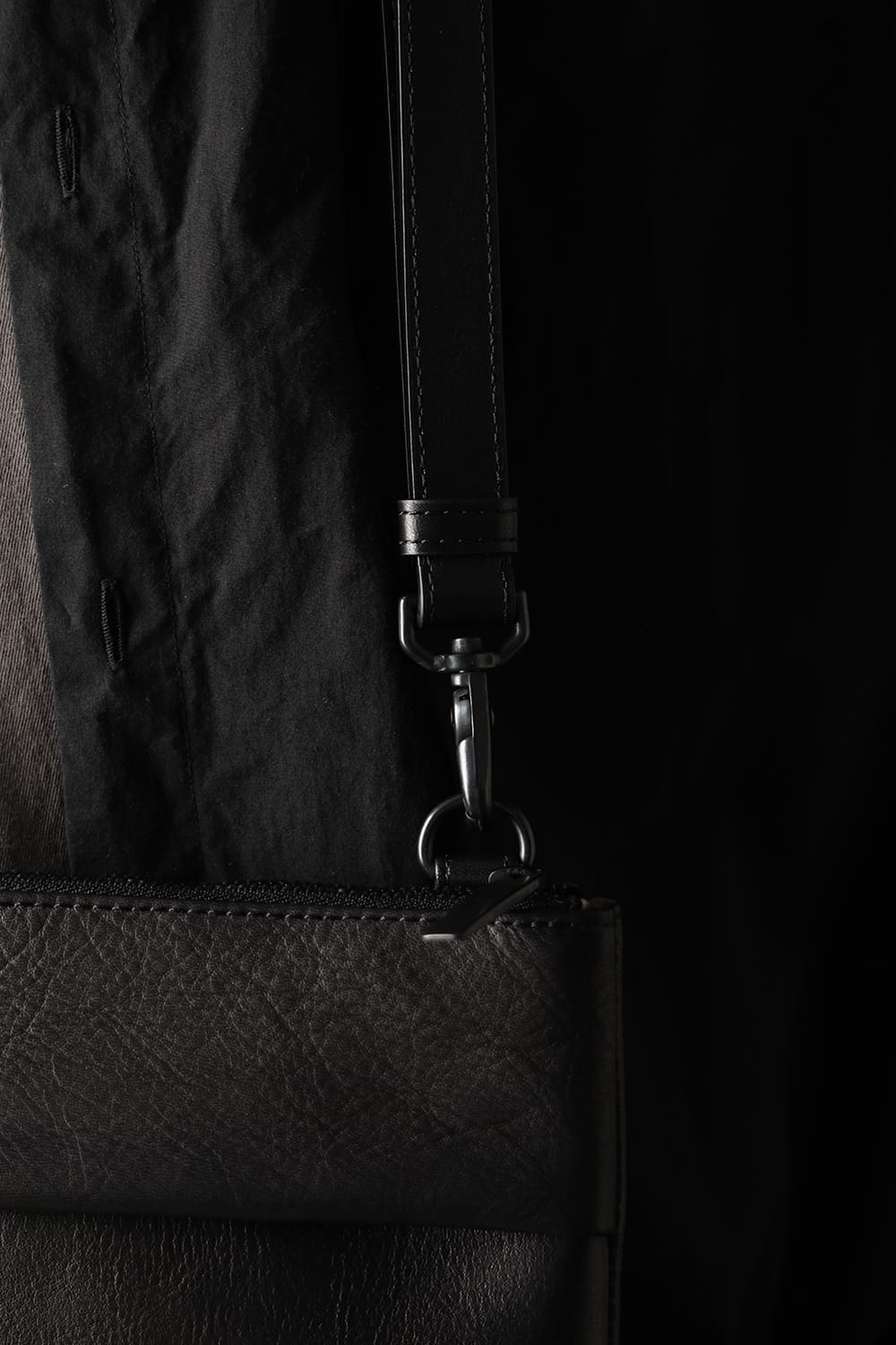 Leather shoulder bag 'grande poche' sacoche