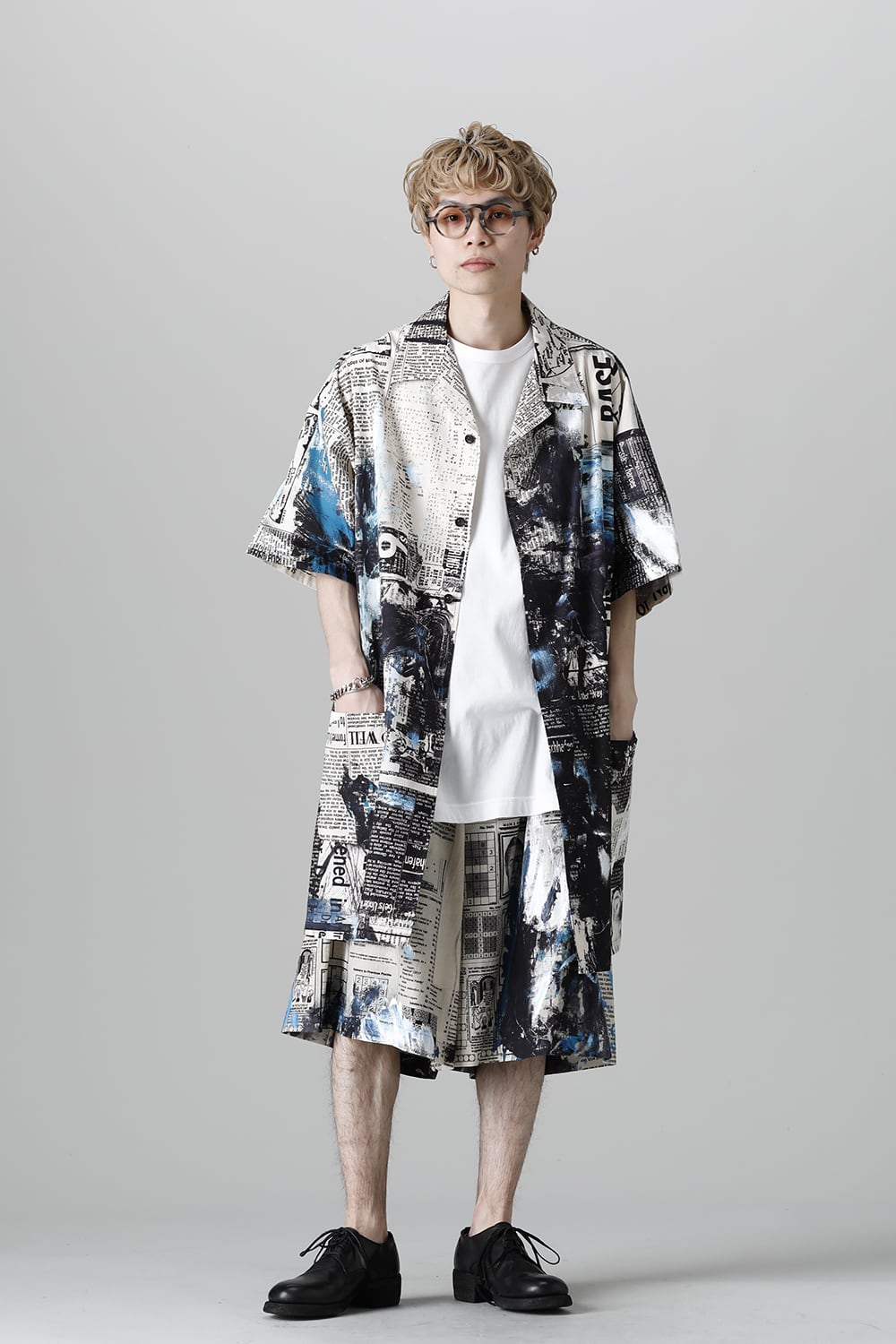 Newspaper Asakura Pattern Half Pants