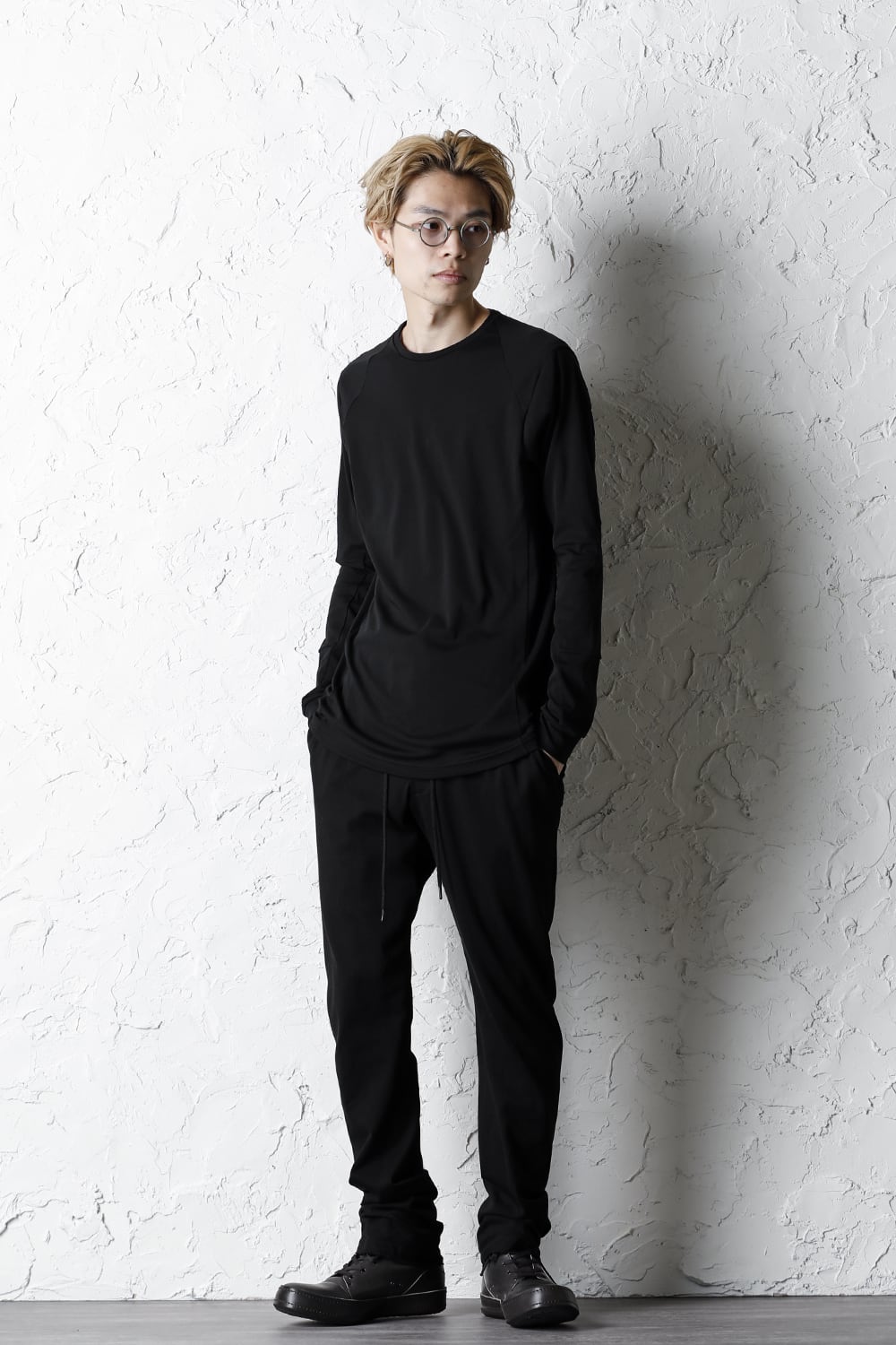 ロングスリーブ エジプシャン コットン ジャージー (SUVIN) ブラック