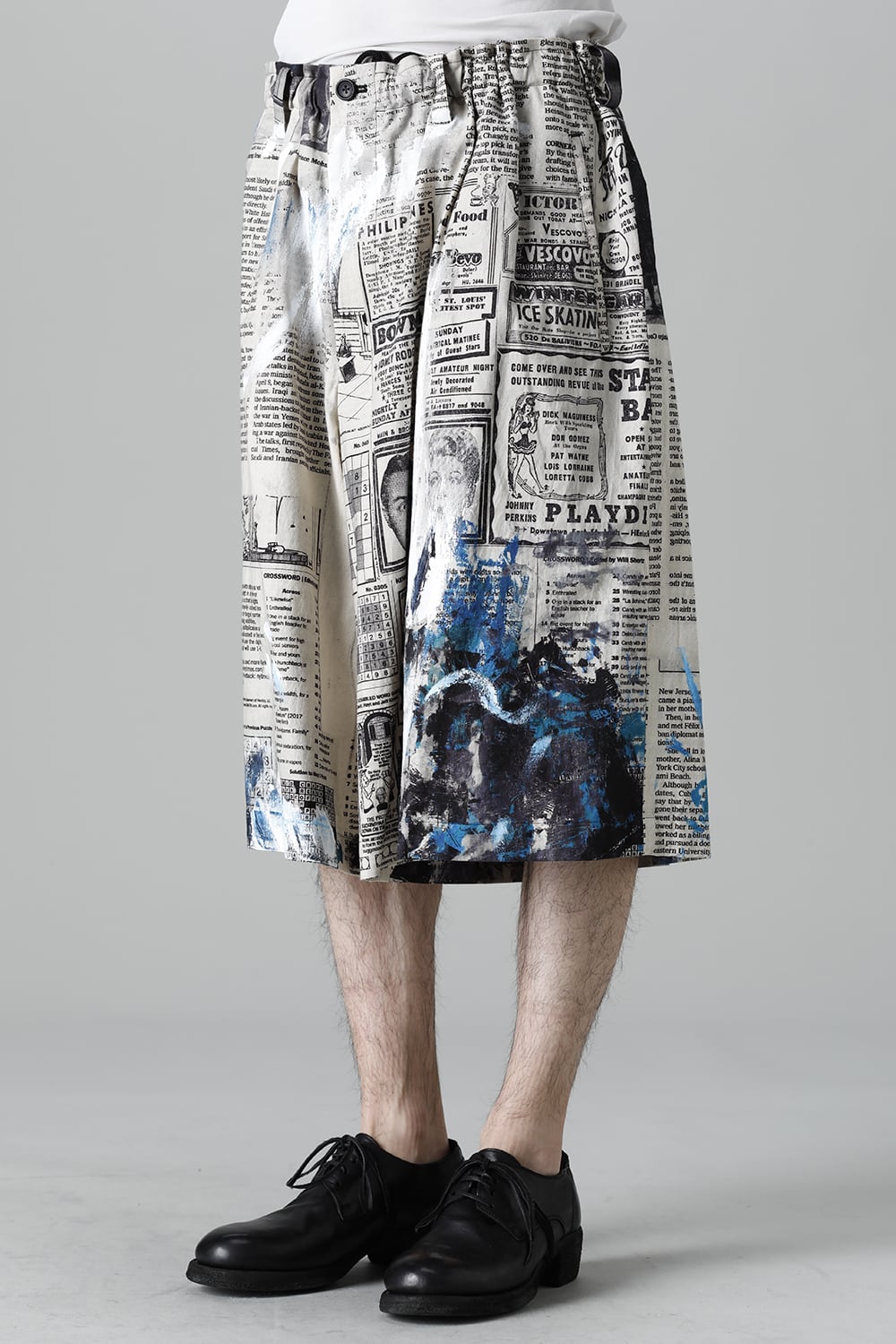 Newspaper Asakura Pattern Half Pants