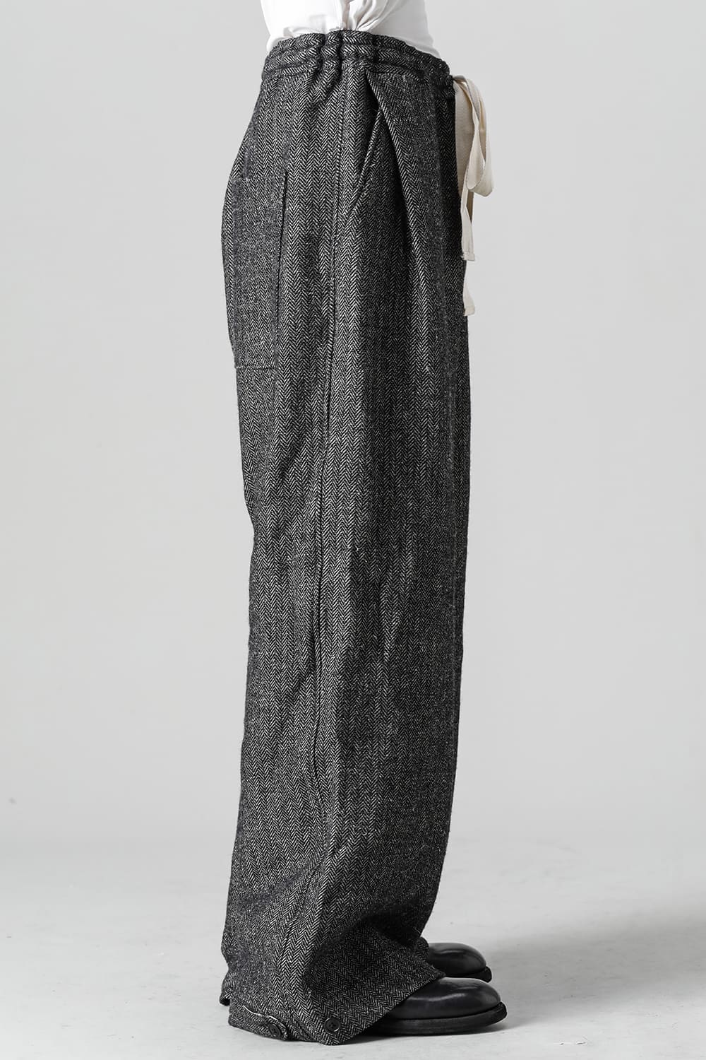 Wide String Trousers - Classic Herring Bone