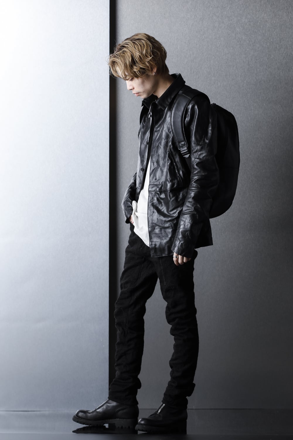 Leather backpack 'round double F'