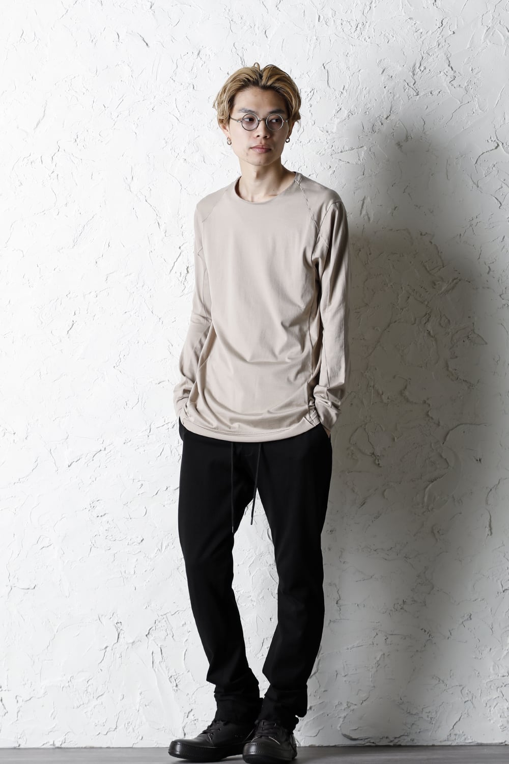 ロングスリーブ エジプシャン コットン ジャージー (SUVIN) ライトベージュ