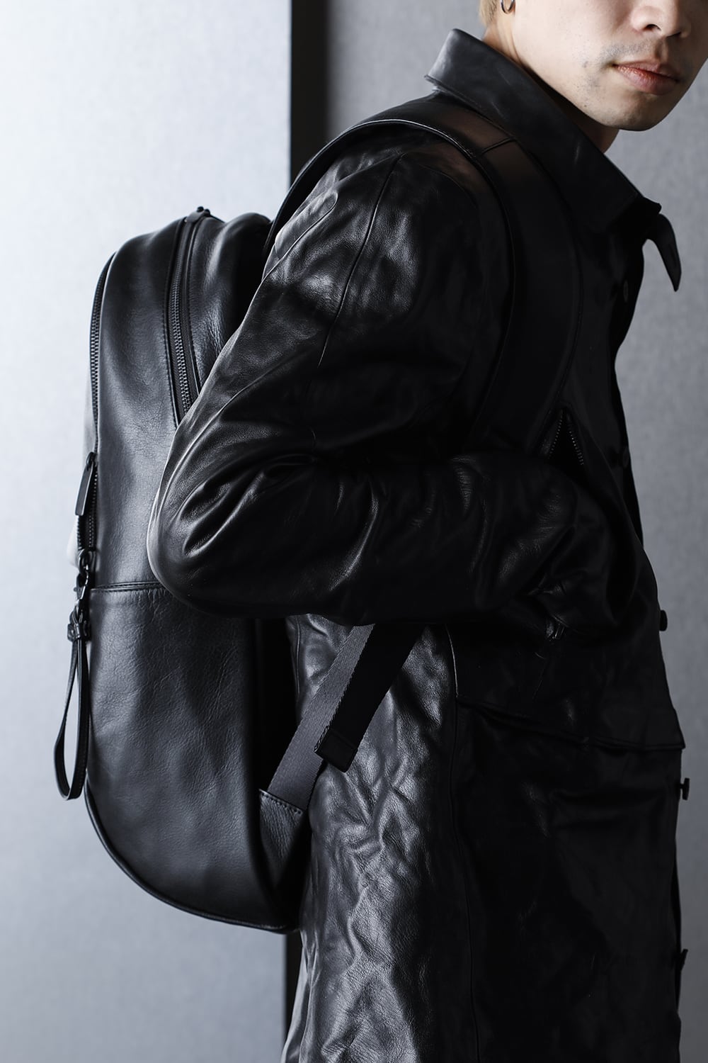 Leather backpack 'round double F'