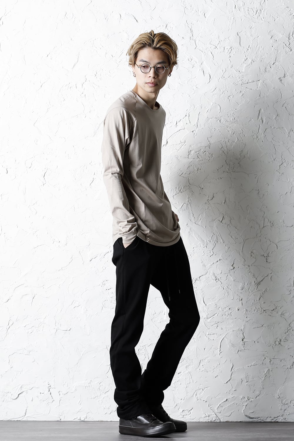 ロングスリーブ エジプシャン コットン ジャージー (SUVIN) ライトベージュ