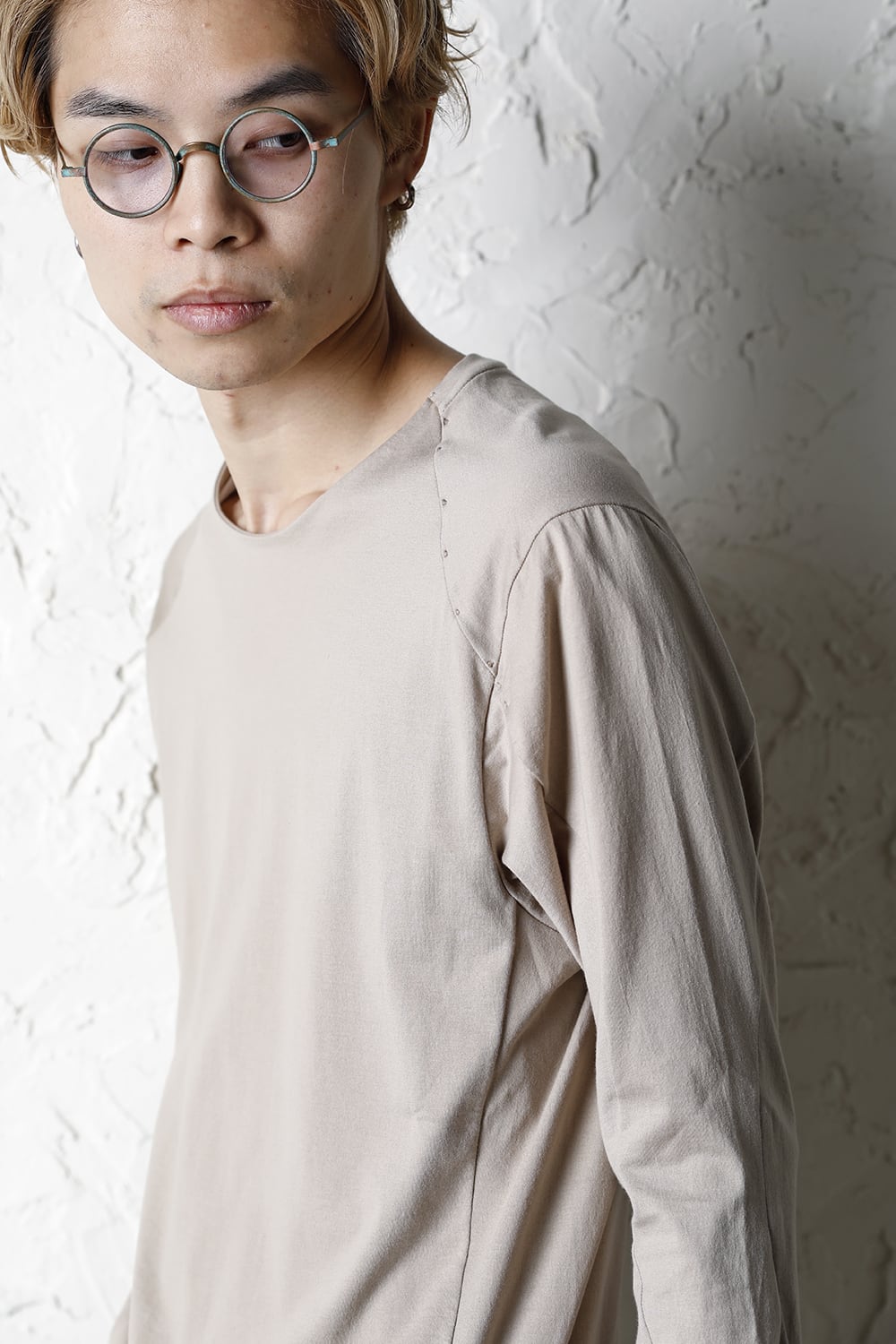 ロングスリーブ エジプシャン コットン ジャージー (SUVIN) ライトベージュ