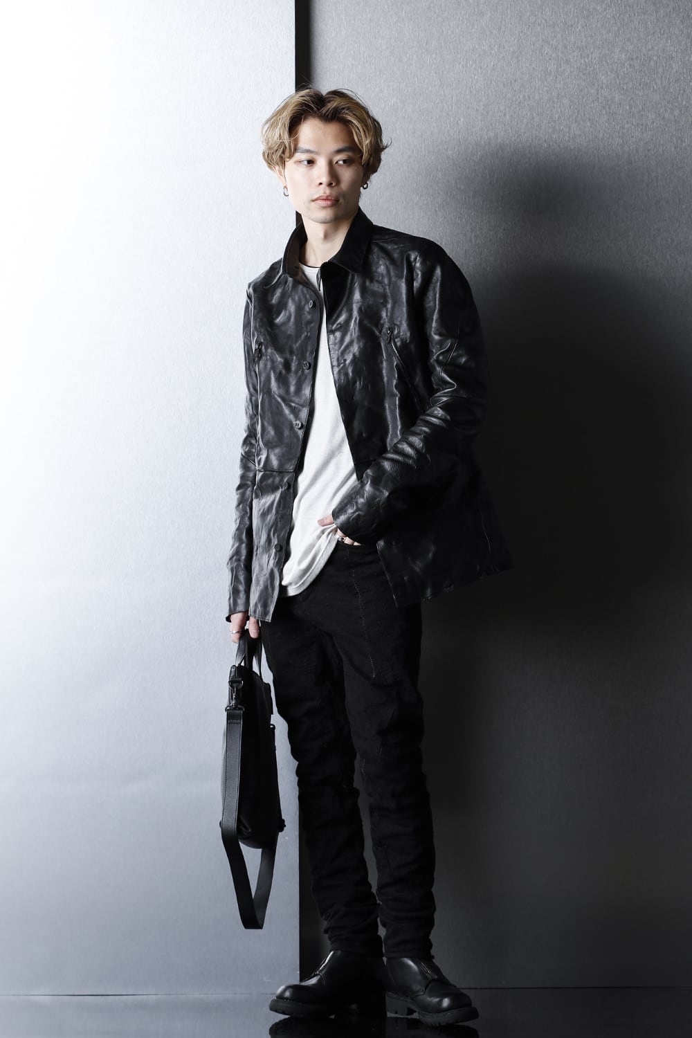 Leather shoulder bag 'grande poche' KS