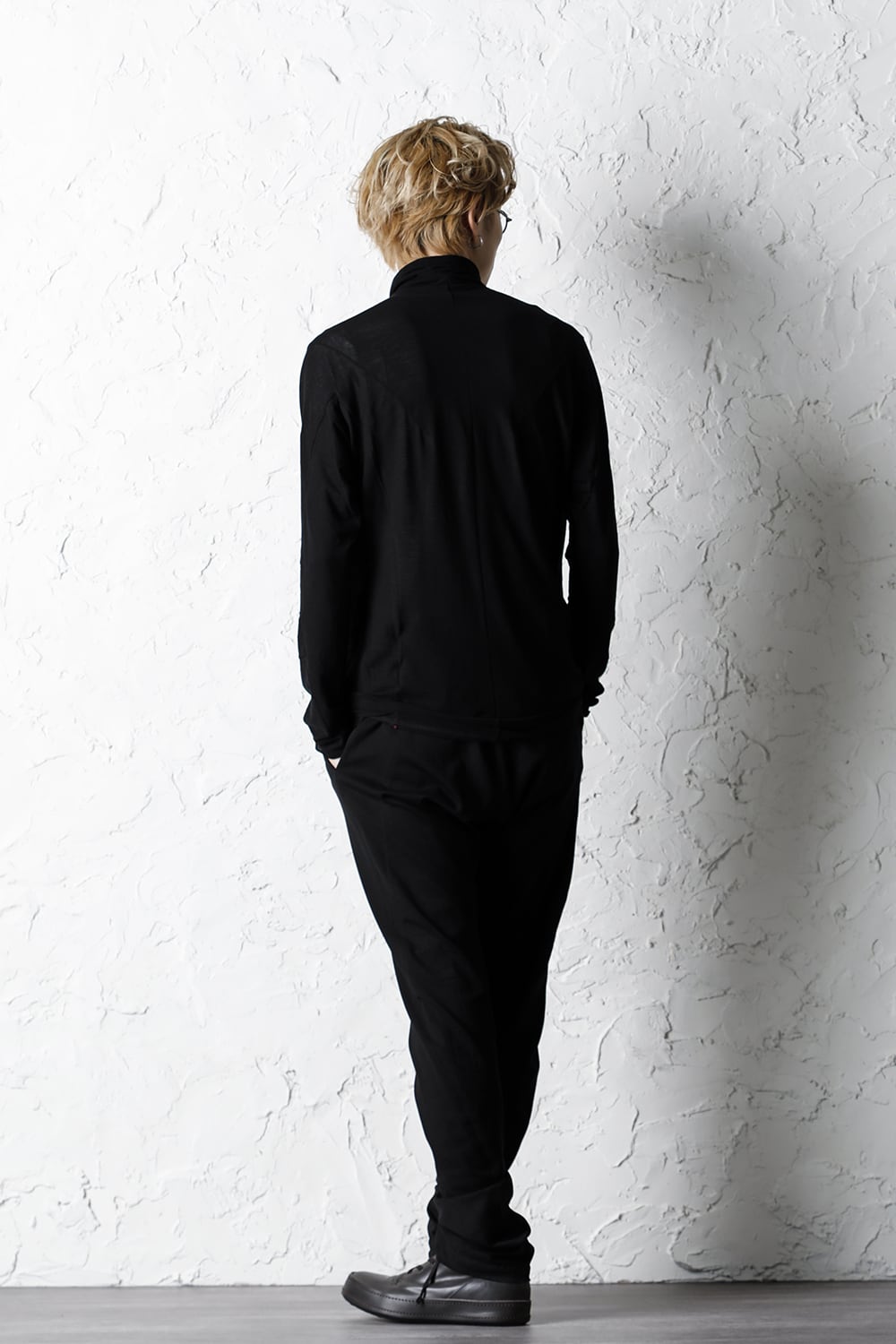 High neck long sleeve light jersey Black
