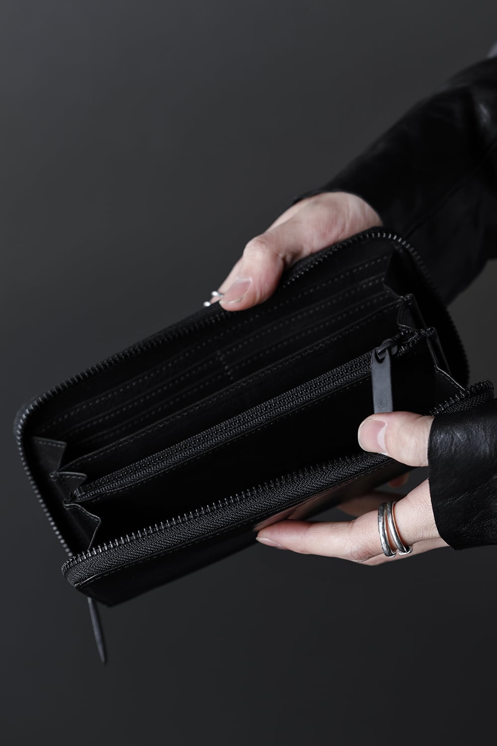 Leather long wallet fold 'minimal' shine 2