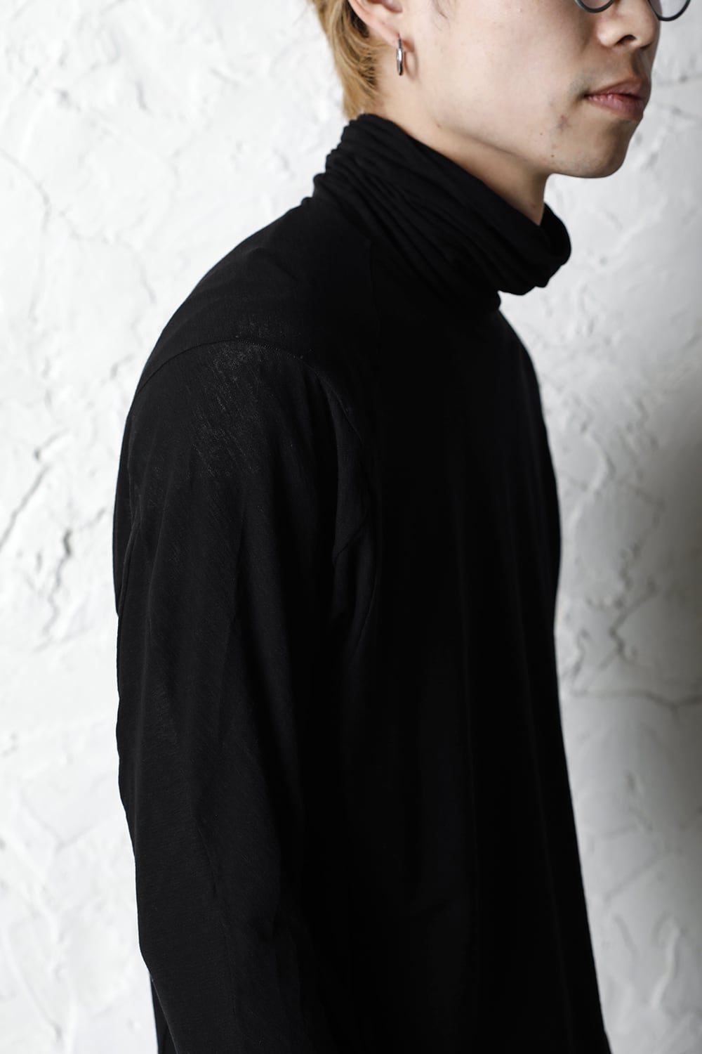 High neck long sleeve light jersey Black
