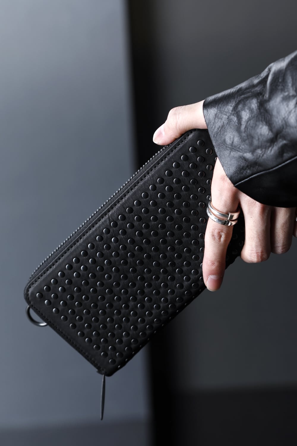 Leather long wallet fold 'all-studs' 2 DAL