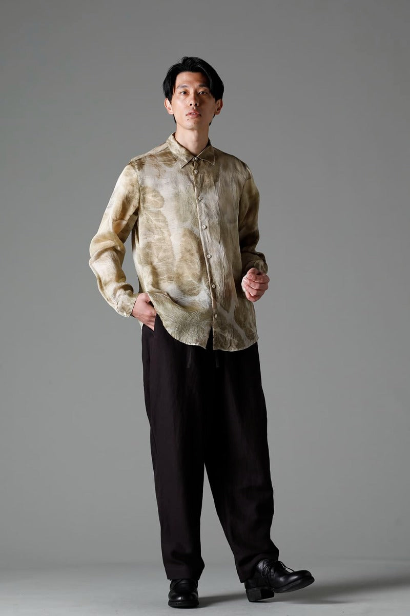 レギュラーカラーシャツ (リーフプリント)