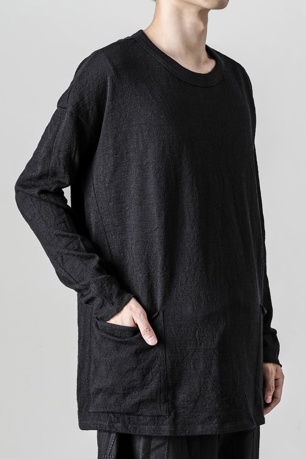 Side Pocket Wide Body Pullover Black