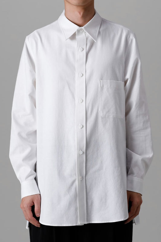 Shirt Collar Plaket Blouse  White