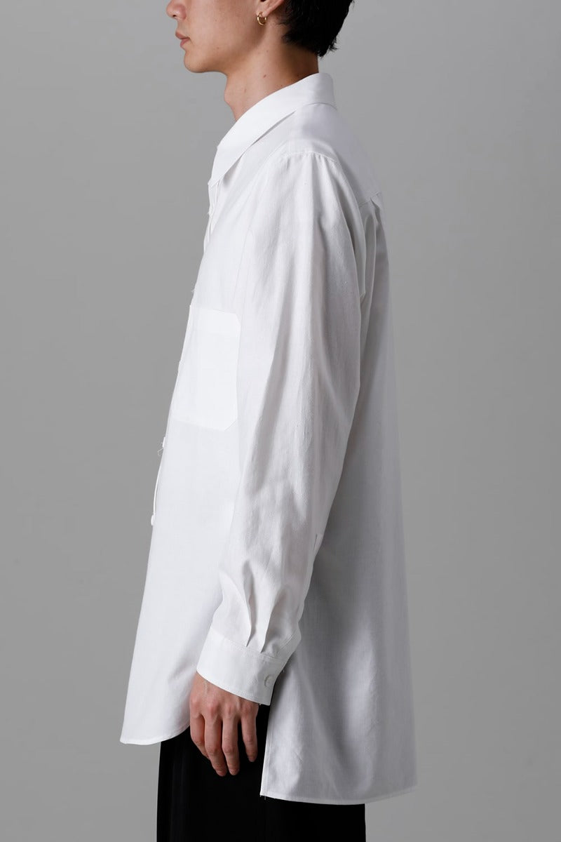 Shirt Collar Plaket Blouse  White