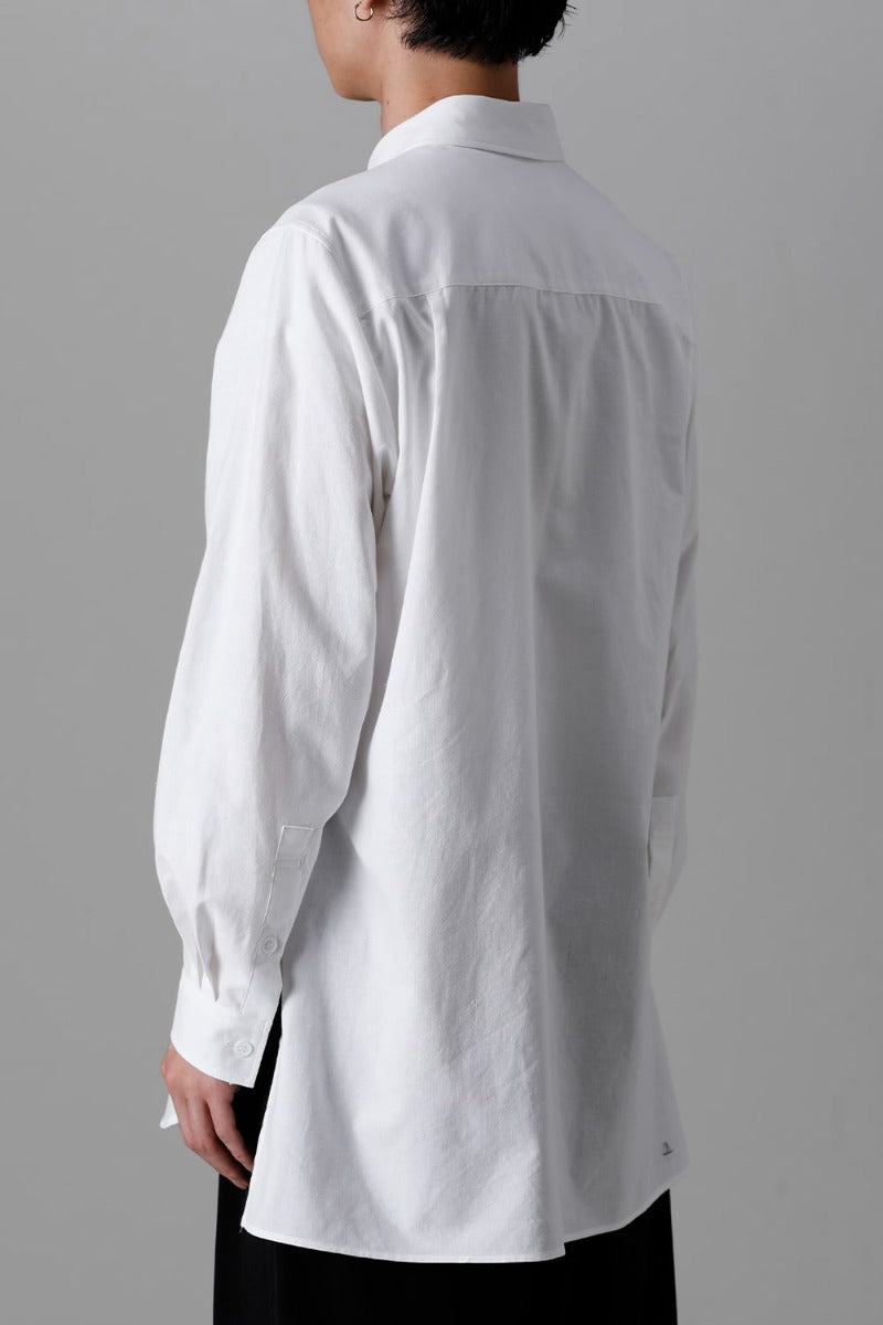 Shirt Collar Plaket Blouse  White