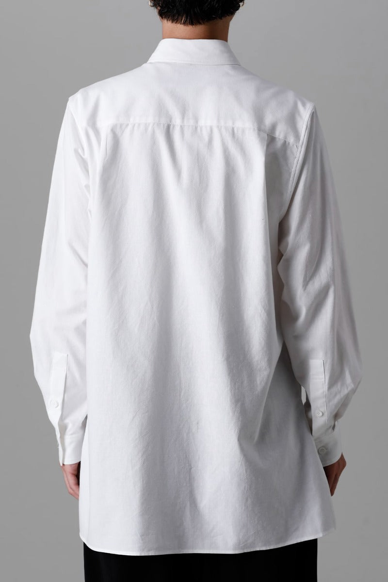 Shirt Collar Plaket Blouse  White