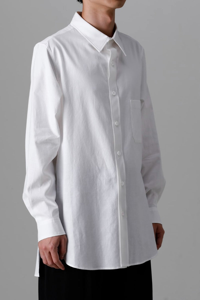 Shirt Collar Plaket Blouse  White