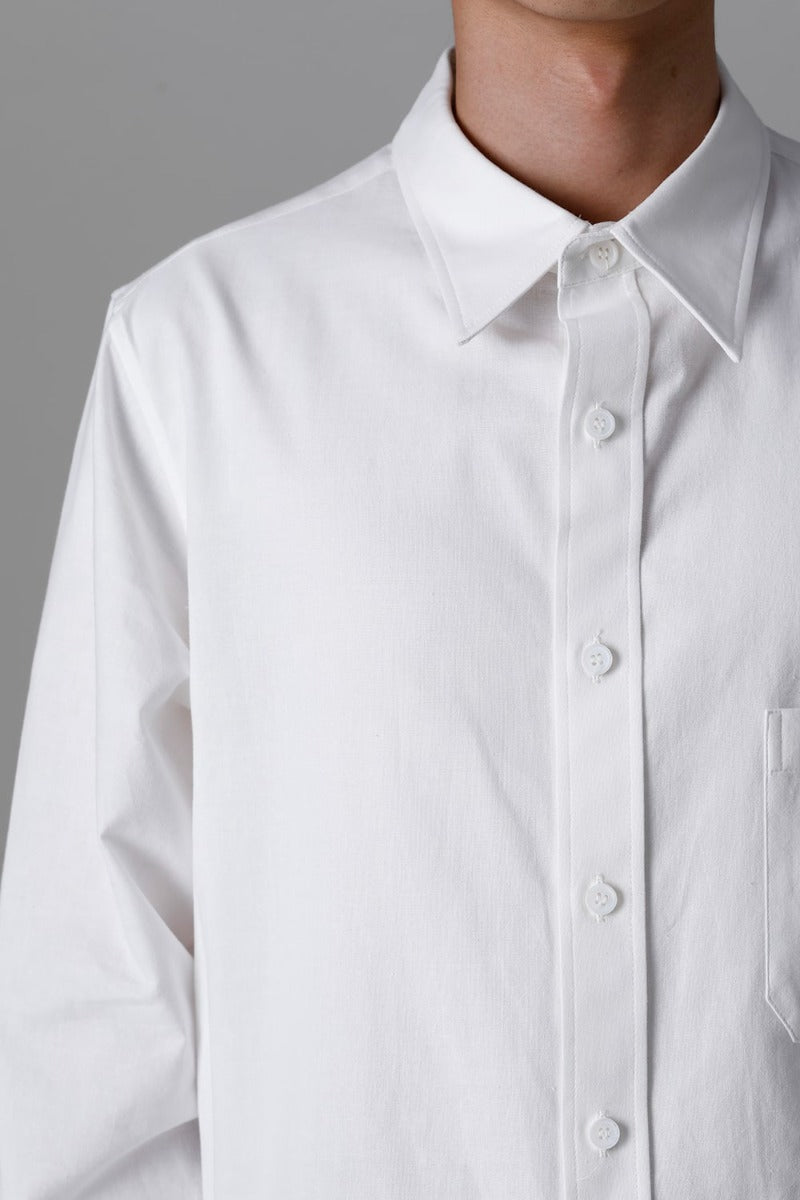 Shirt Collar Plaket Blouse  White