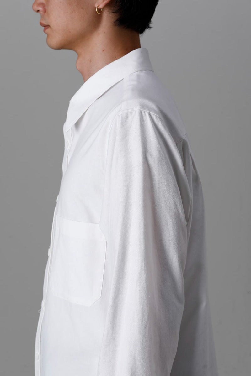 Shirt Collar Plaket Blouse  White