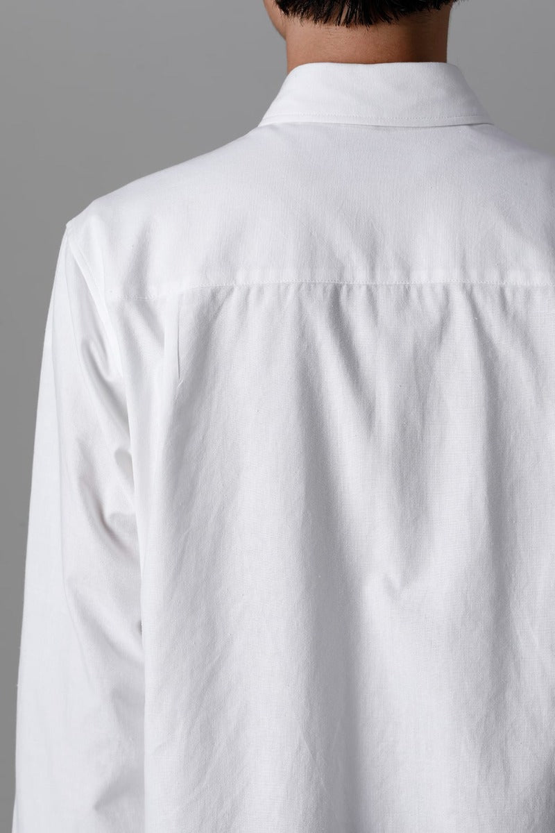 Shirt Collar Plaket Blouse  White