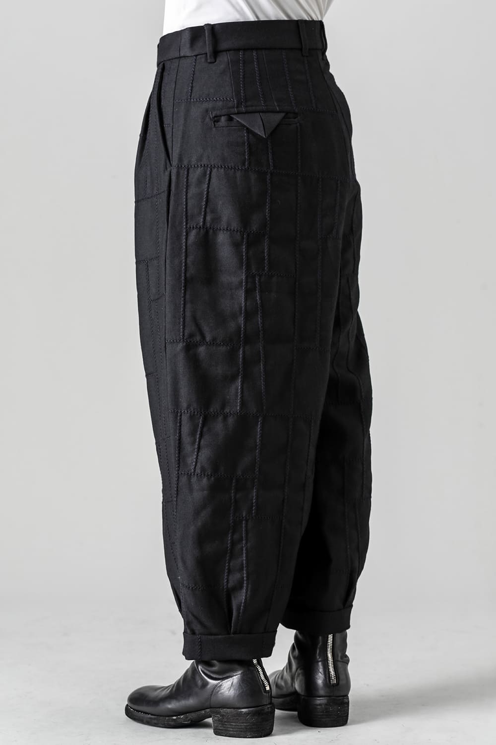 Tucked x 2 Trousers - Cross Stitched Black Stitch