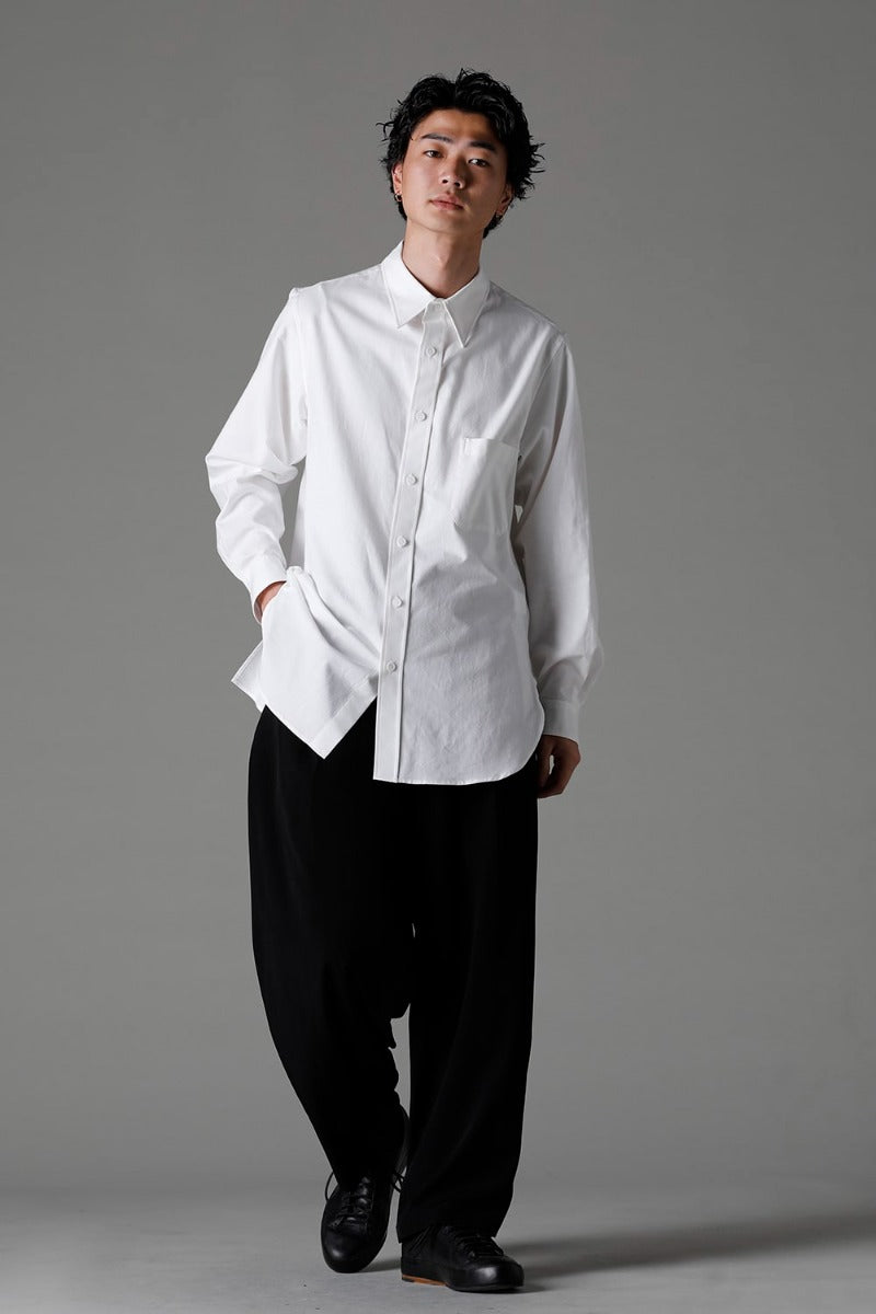 Shirt Collar Plaket Blouse  White