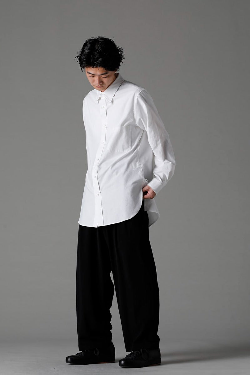 Shirt Collar Plaket Blouse  White