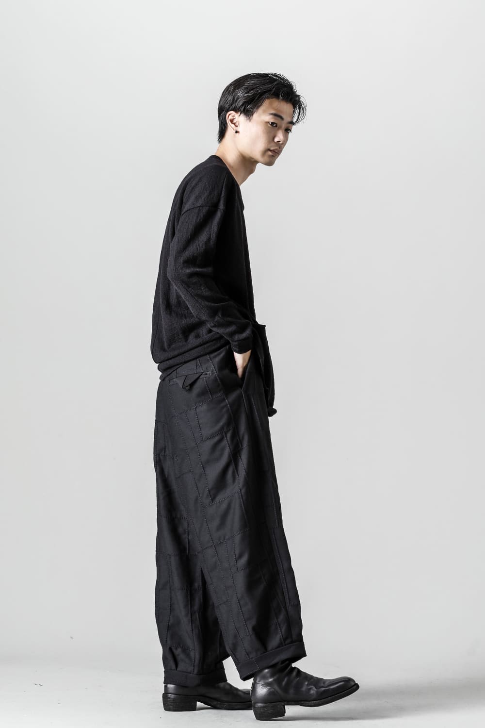 Tucked x 2 Trousers - Cross Stitched Black Stitch