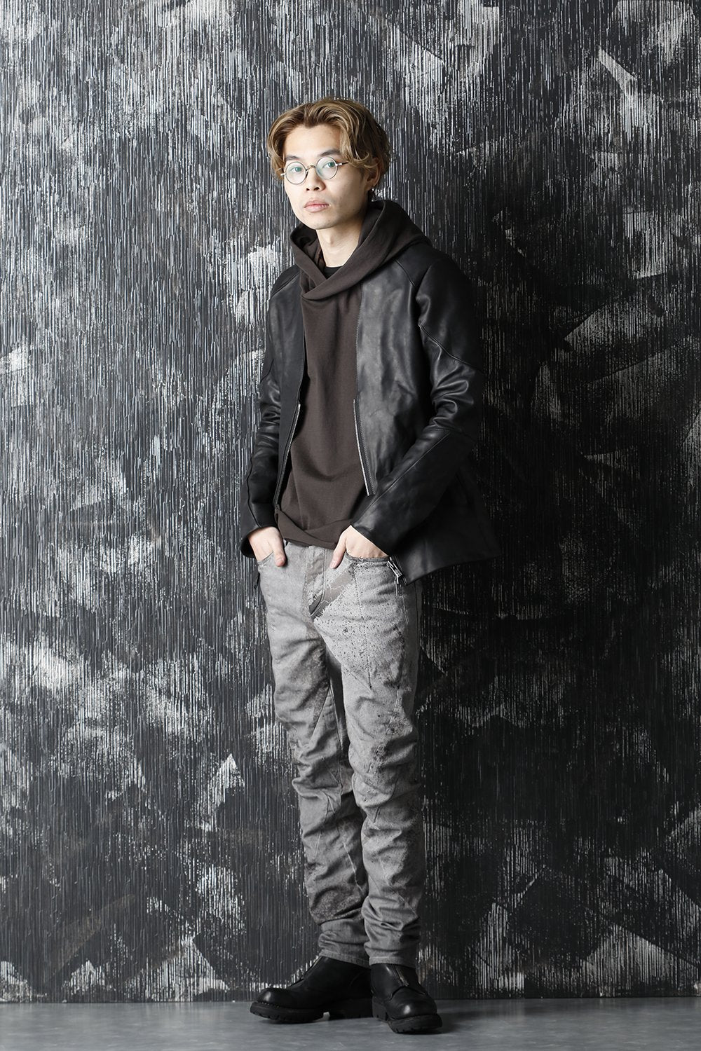 Over Cold Dye Print 3D Curved Slim Pants